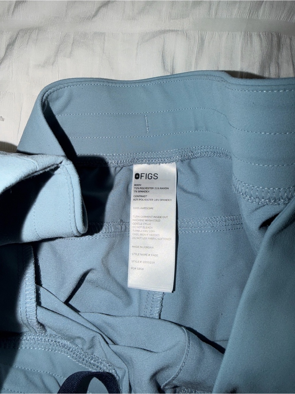 Figs Women's Scrub Set - Light Blue with Black Drawstring - Picture 2 of 5